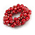 Solid Chunky Red Glass Bead, Sea Shell Nuggets Flex Bracelet - 18cm L - view 4