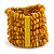 Wide Wooden Bead Flex Bracelet In Yellow - 19cm L - Adjustable