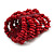 Wide Wooden Bead Flex Bracelet In Red - 19cm L - Adjustable - view 4