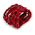 Wide Wooden Bead Flex Bracelet In Red - 19cm L - Adjustable - view 6