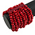 Wide Wooden Bead Flex Bracelet In Red - 19cm L - Adjustable - view 3