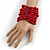 Wide Wooden Bead Flex Bracelet In Red - 19cm L - Adjustable - view 2