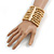 Wide Wooden Bead Flex Bracelet In Natural - 19cm L - Adjustable - view 2