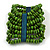 Wide Wooden Bead Flex Bracelet In Green - 19cm L - Adjustable - view 4