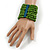 Wide Wooden Bead Flex Bracelet In Green - 19cm L - Adjustable - view 2