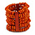 Wide Wooden Bead Flex Bracelet In Orange - 19cm L - Adjustable