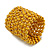 Wide Wood and Glass Bead Coil Flex Bracelet In Yellow - Adjustable - view 5