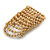 Wide Natural Wood and Transparent Glass Bead Coil Flex Bracelet - Adjustable - view 4