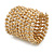 Wide Natural Wood and Transparent Glass Bead Coil Flex Bracelet - Adjustable - view 5
