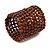 Wide Wood and Glass Bead Coil Flex Bracelet In Brown - Adjustable - view 5