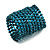 Wide Teal Wood and Light Blue Glass Bead Coil Flex Bracelet - Adjustable - view 4