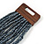 Anthracite/ Hematite Glass Bead Multistrand Flex Bracelet With Wooden Closure - 19cm L - view 7