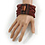 Chocolate Brown Glass Bead Multistrand Flex Bracelet With Wooden Closure - 19cm L - view 2