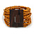 Burnt Orange Glass Bead Multistrand Flex Bracelet With Wooden Closure - 19cm L - view 8