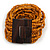 Burnt Orange Glass Bead Multistrand Flex Bracelet With Wooden Closure - 19cm L