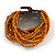 Burnt Orange Glass Bead Multistrand Flex Bracelet With Wooden Closure - 19cm L - view 9