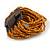Burnt Orange Glass Bead Multistrand Flex Bracelet With Wooden Closure - 19cm L - view 10