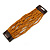 Burnt Orange Glass Bead Multistrand Flex Bracelet With Wooden Closure - 19cm L