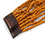 Burnt Orange Glass Bead Multistrand Flex Bracelet With Wooden Closure - 19cm L - view 6