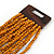 Burnt Orange Glass Bead Multistrand Flex Bracelet With Wooden Closure - 19cm L - view 7
