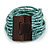 Dusty Light Blue Glass Bead Multistrand Flex Bracelet With Wooden Closure - 19cm L - view 8