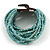 Dusty Light Blue Glass Bead Multistrand Flex Bracelet With Wooden Closure - 19cm L - view 5