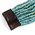 Dusty Light Blue Glass Bead Multistrand Flex Bracelet With Wooden Closure - 19cm L - view 6