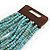 Dusty Light Blue Glass Bead Multistrand Flex Bracelet With Wooden Closure - 19cm L - view 7
