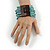 Dusty Light Blue Glass Bead Multistrand Flex Bracelet With Wooden Closure - 19cm L - view 3