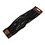 Black Glass Bead Multistrand Flex Bracelet With Wooden Closure - 19cm L - view 2
