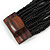 Black Glass Bead Multistrand Flex Bracelet With Wooden Closure - 19cm L - view 6