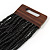 Black Glass Bead Multistrand Flex Bracelet With Wooden Closure - 19cm L - view 7