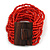Burnt Red Glass Bead Multistrand Flex Bracelet With Wooden Closure - 19cm L - view 2