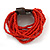 Burnt Red Glass Bead Multistrand Flex Bracelet With Wooden Closure - 19cm L - view 9