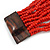 Burnt Red Glass Bead Multistrand Flex Bracelet With Wooden Closure - 19cm L - view 6