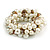 Solid Chunky Light Cream Glass Bead, Antique White Sea Shell Nuggets Flex Bracelet - 18cm L - view 4