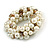 Solid Chunky Light Cream Glass Bead, Antique White Sea Shell Nuggets Flex Bracelet - 18cm L - view 5