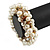 Solid Chunky Light Cream Glass Bead, Antique White Sea Shell Nuggets Flex Bracelet - 18cm L - view 3