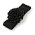 Statement Beaded Flower Stretch Bracelet In Black - 18cm L - Adjustable - view 3