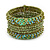 Bohemian Beaded Cuff Bangle with Sequin (Lime Green) - Adjustable - view 2