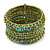 Bohemian Beaded Cuff Bangle with Sequin (Lime Green) - Adjustable - view 5