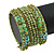 Bohemian Beaded Cuff Bangle with Sequin (Lime Green) - Adjustable - view 4