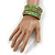 Bohemian Beaded Cuff Bangle with Sequin (Lime Green) - Adjustable - view 3