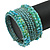 Bohemian Beaded Cuff Bangle with Sequin (Light Blue) - Adjustable - view 4