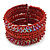 Bohemian Beaded Cuff Bangle with Sequin (Red) - Adjustable - view 5