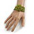 Statement Beaded Flower Stretch Bracelet In Lime Green - 18cm L - Adjustable - view 2