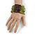 Olive Green Glass Bead Multistrand Flex Bracelet With Wooden Closure - 19cm L - view 3