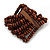 Wide Wooden Bead Flex Bracelet In Brown - 19cm L - Adjustable - view 4
