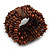 Wide Wooden Bead Flex Bracelet In Brown - 19cm L - Adjustable - view 6