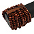 Wide Wooden Bead Flex Bracelet In Brown - 19cm L - Adjustable - view 3
